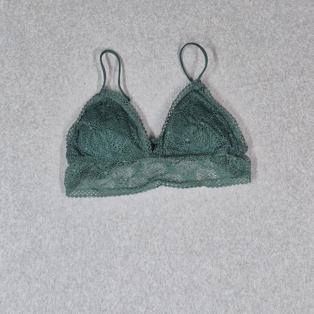 Victoria's Secret Women Bra Medium Green Bralette Wireless Lace Strap